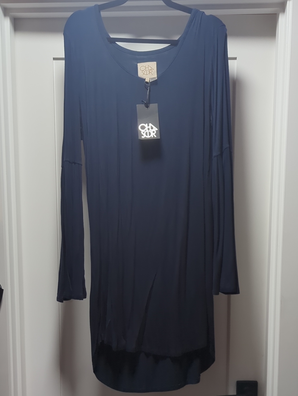 Chaser Navy Long Sleeve Scoop Neck Tunic